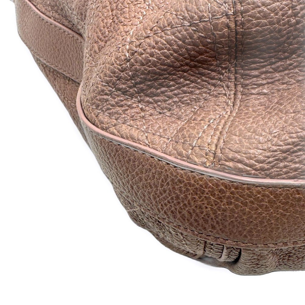 Auth Christian Dior Cannage Quilted Metallic Mauve Pink Leather Bee Hobo Tote - Picture 10 of 15